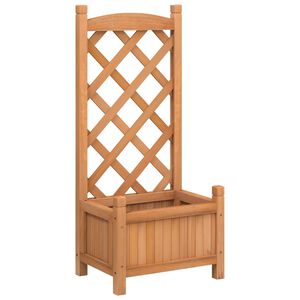 vidaXL Vaso com treli&ccedil;a 40x30x90 cm madeira de abeto maci&ccedil;a castanho