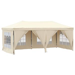 vidaXL Tenda para festas dobr&aacute;vel com paredes laterais 3x6 m creme