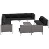vidaXL 13 pcs conj. lounge jardim c/ almofad&otilde;es vime PE cinza-escuro
