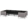 vidaXL 6 pcs conj. lounge jardim c/ almofad&otilde;es vime PE cinza-escuro