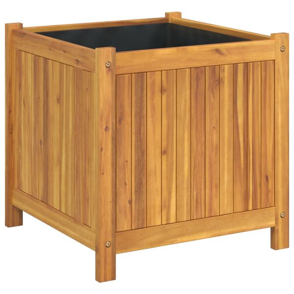 vidaXL Vaso/floreira de jardim com forro 50x50x50 cm ac&aacute;cia maci&ccedil;a