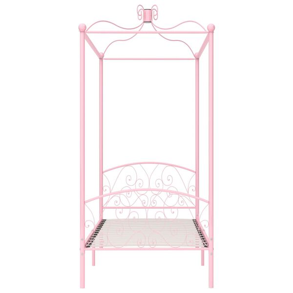 vidaXL Estrutura de cama com dossel 90x200 cm metal cor-de-rosa