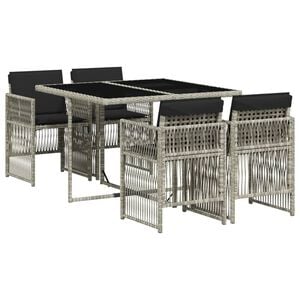 vidaXL 5 pcs conjunto de jantar p/ jardim c/ almofad&otilde;es cinzento claro