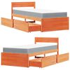 vidaXL Cama com gavetas e colch&atilde;o 90x200 cm pinho maci&ccedil;o castanho-mel