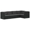 vidaXL 5 pcs conjunto lounge de jardim c/ almofad&otilde;es vime PE preto