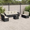 vidaXL 9 pcs conjunto de sofás p/ jardim c/ almofadões vime PE preto