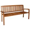 vidaXL Bancos empilh&aacute;veis jardim 3 lugares 159cm madeira teca maci&ccedil;a