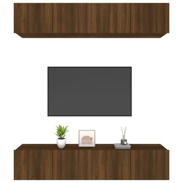 vidaXL M&oacute;veis TV 4 pcs 80x30x30 cm derivados madeira carvalho castanho