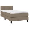 vidaXL Cama box spring + colch&atilde;o/LED 90x190cm tecido cinza-acastanhado