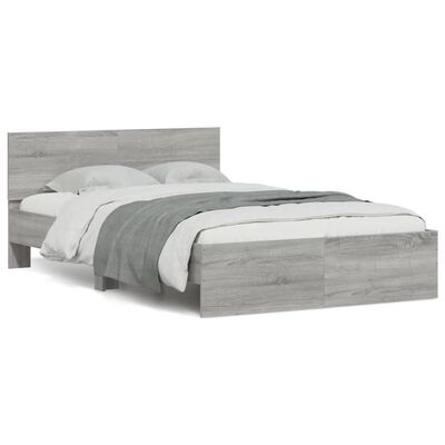 vidaXL Estrutura de cama com cabeceira 120x190 cm cinzento sonoma