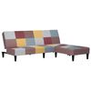 vidaXL Sof&aacute;-cama de 2 lugares com apoio de p&eacute;s tecido multicolorido