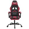 vidaXL Cadeira gaming +apoio p&eacute;s couro artificial preto/vermelho tinto