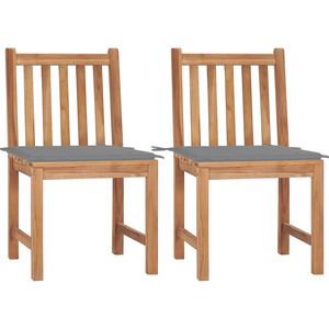 vidaXL Cadeiras de jardim c/ almofad&otilde;es 2 pcs teca maci&ccedil;a