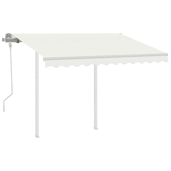 vidaXL Toldo retr&aacute;til manual com postes 3x2,5 m cor creme