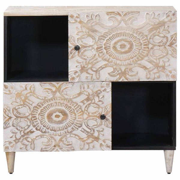 vidaXL Buffet Branco 80 x 33,5 x 75 cm Madeira de manga maci&ccedil;a