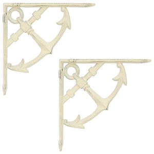 vidaXL Suportes para prateleiras de parede 2 unid. Branco Antigo