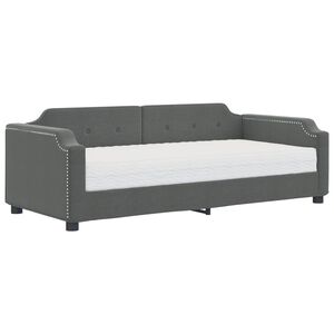 vidaXL Sof&aacute;-cama com colch&atilde;o 100x200 cm tecido cinzento-escuro