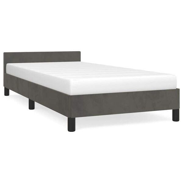 vidaXL Estrutura de cama sem colch&atilde;o 90x200 cm veludo cinzento-escuro