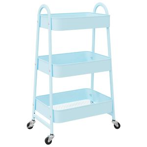 vidaXL Carrinho de arruma&ccedil;&atilde;o 3 camadas 42x41,5x77 cm a&ccedil;o azul