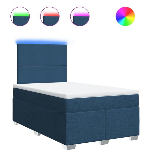 vidaXL Cama boxspring com colch&atilde;o 120x190 cm tecido azul