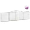 vidaXL Cestos gabi&atilde;o arqueados 9pcs 400x30x100/120cm ferro galvanizado