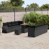 vidaXL Conjunto de Sof&aacute; de Jardim com almofada 11 pcs Preto vime PE