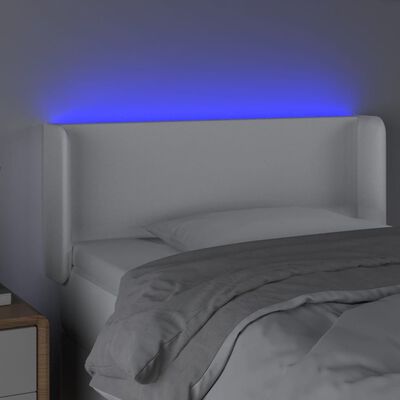 vidaXL Cabeceira de cama c/ LED couro artificial 103x16x78/88cm branco