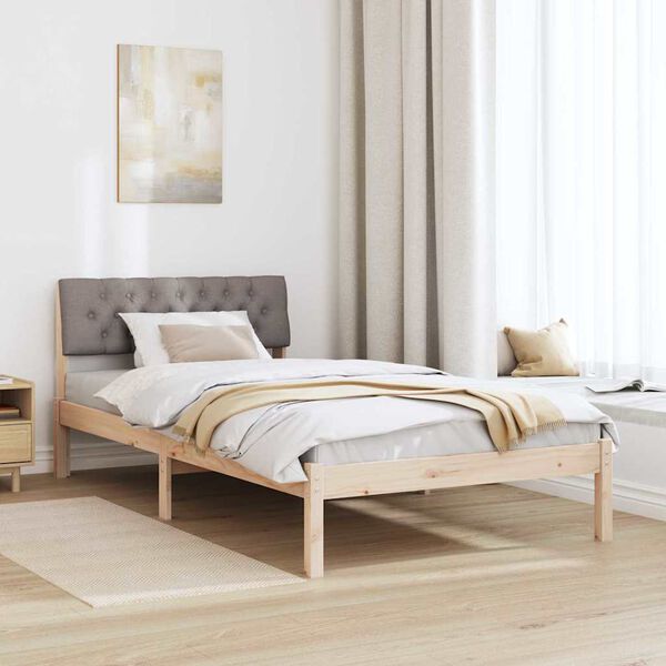vidaXL Estrutura da cama com cabeceira Marrom e taupe 100 x 200 cm