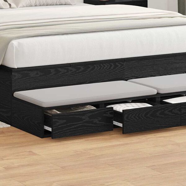vidaXL Gavetas de cama com gaveta Carvalho Preto 160 x 36,5 x 16,5 cm