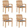 vidaXL Cadeiras de jardim empih&aacute;veis c/ almofad&otilde;es 4 pcs teca maci&ccedil;a
