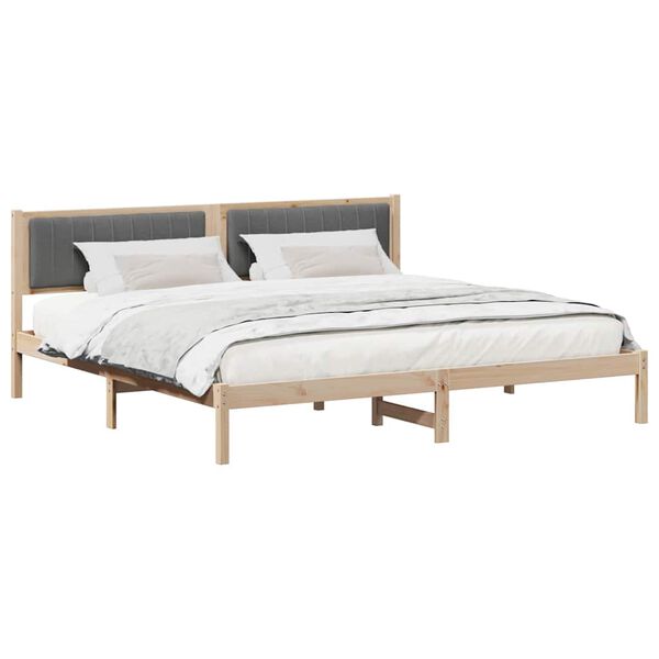 vidaXL Estrutura da Cama com cabeceira Cinza Escuro 200 x 200 cm
