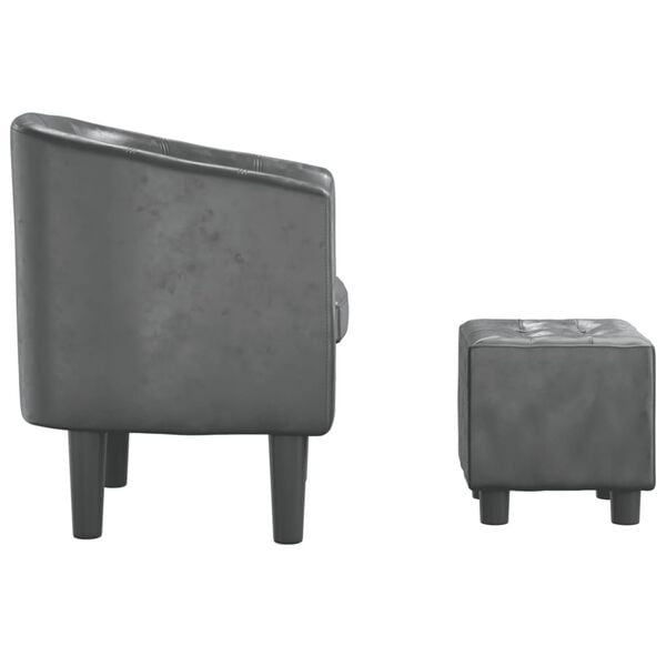 vidaXL Poltrona com apoio de p&eacute;s couro artificial cinzento