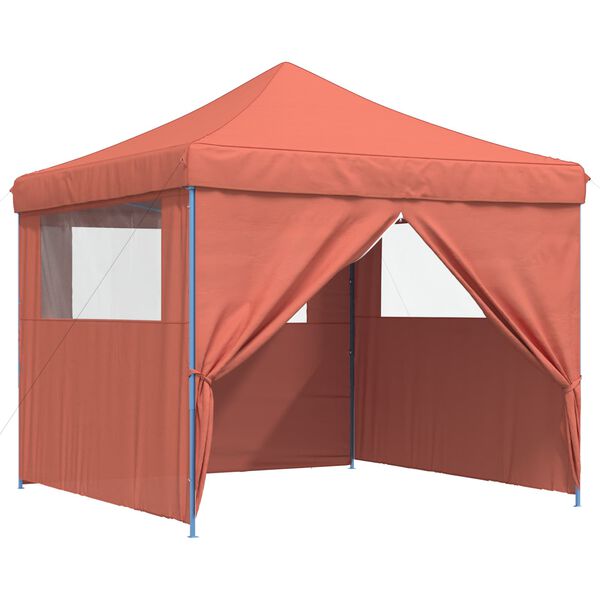 vidaXL Tenda p/ festas pop-up dobr&aacute;vel 4 paredes laterais terracotta