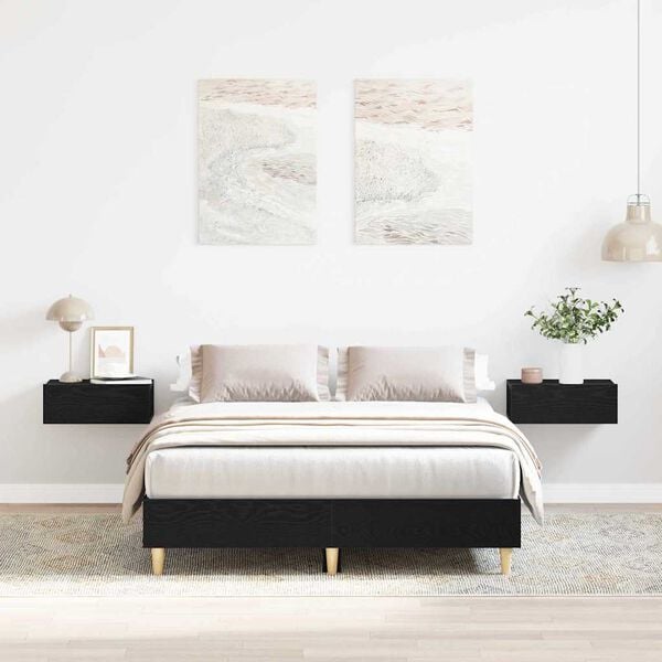 vidaXL Estrutura da Cama Carvalho Preto 193 x 143 x 25 cm