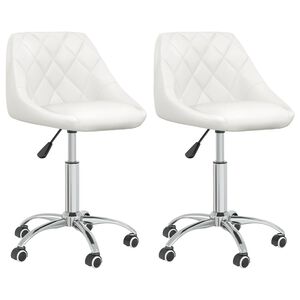 vidaXL Cadeiras de jantar girat&oacute;rias 2 pcs couro artificial branco