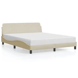 vidaXL Estrutura de cama Dover 160x200 cm tecido cor creme