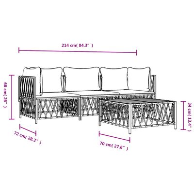 vidaXL 4 pcs conjunto lounge de jardim com almofadões aço antracite