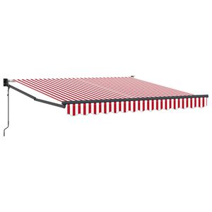 vidaXL Toldo retr&aacute;til Vermelho e Branco 300 x 250 cm Poli&eacute;ster e Metal