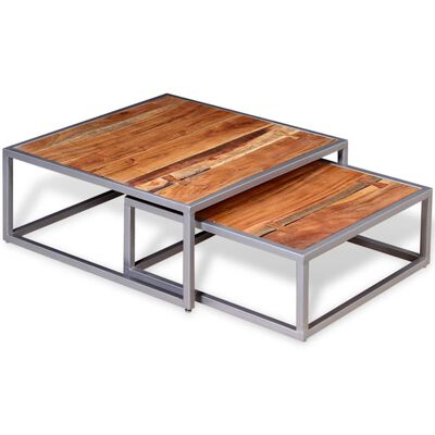 vidaXL Conjunto de mesas de centro 2 pcs madeira de acácia maciça