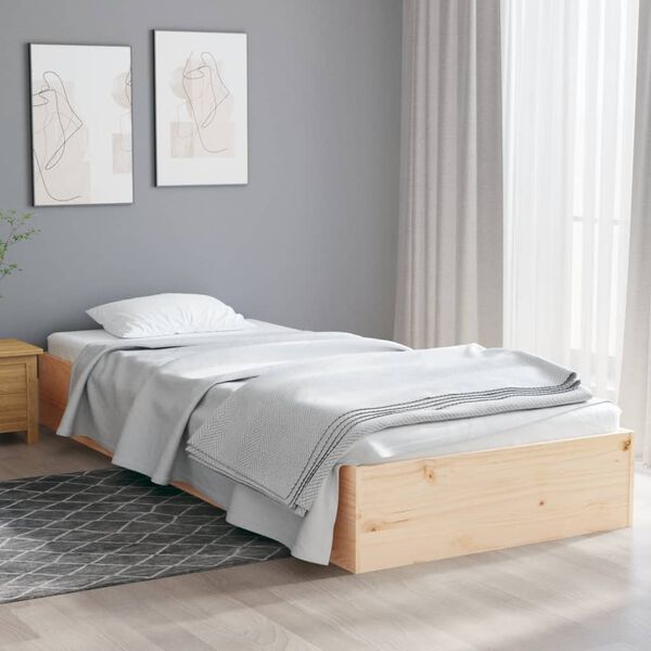 vidaXL Estrutura de cama solteiro 90x190 cm madeira maci&ccedil;a