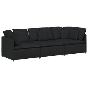 vidaXL Sof&aacute; modular com almofadas tecido preto