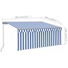 vidaXL Toldo retrátil manual com estore/LED 3x2,5 m azul e branco