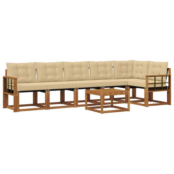 vidaXL Conjunto de Sof&aacute;s para Exterior 7 pcs Natural e Bege