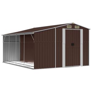 vidaXL Abrigo de jardim 277x365,5x179 cm a&ccedil;o galvanizado castanho