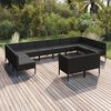 vidaXL 12 pcs conjunto lounge de jardim c/ almofad&otilde;es vime PE preto