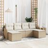 vidaXL Conjunto de Sof&aacute; de Jardim 6 pcs Bege Rattan Sint&eacute;tico