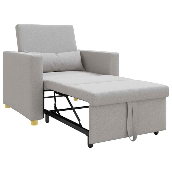 vidaXL Sof&aacute;-camas retr&aacute;til individual Cinza Nuvem 90 x 165 x 87 cm