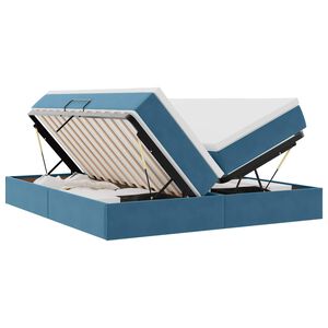 vidaXL Cama com arruma&ccedil;&atilde;o e colch&atilde;o Azul Escuro 200 x 200 cm Veludo