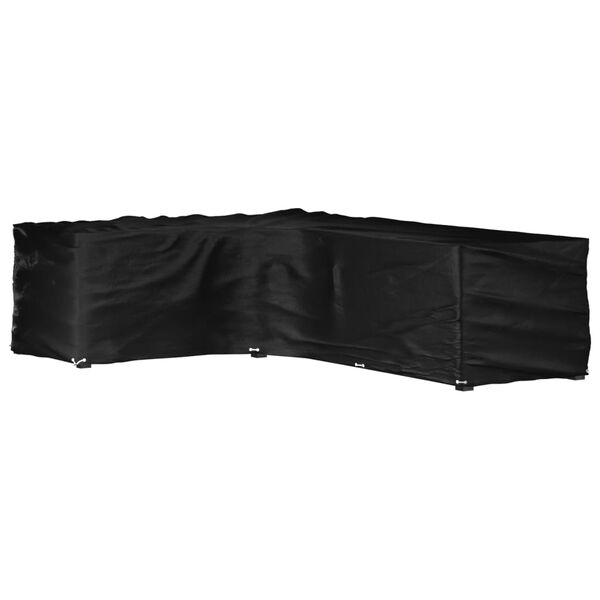 vidaXL Capa em forma de L p/ mob&iacute;lia de jardim 18 ilh&oacute;s 220x285x80 cm