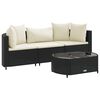 vidaXL 4 pcs conjunto de sof&aacute;s para jardim c/ almofad&otilde;es vime PE preto